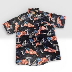 Vintage RedHead Patriotic Print Button Down Size Medium Shirt